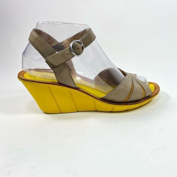 Camper Women's Filippa Gray Leather Open Toe Wedge Sandals Size 7 - Picture 4 of 11